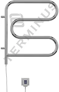 Полотенцесушитель электрический F-образный Terminus Электро 25 ПСЭ F 600х600 полированная сталь 4620768883897, 1