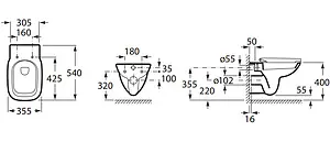 Унитаз подвесной Roca Debba белый 346997000 Унитаз подвесной Roca Debba белый 346997000, 2