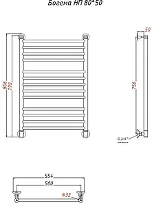 Полотенцесушитель водяной лесенка Тругор Богема НП полированная сталь Богема/НП8050, 3