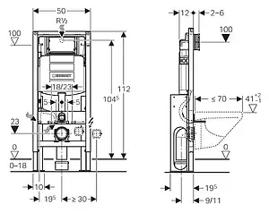 Инсталляция для подвесного унитаза отдельностоящая Geberit Duofix Sigma 12 111.380.00.5 Инсталляция для подвесного унитаза отдельностоящая Geberit Duofix Sigma 12 111.380.00.5, 3