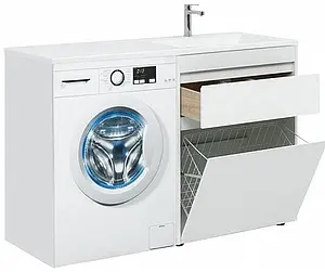 Тумба-умывальник напольная над стиральной машиной Aquanet Токио 130 R белый 00239291+00235502, 5