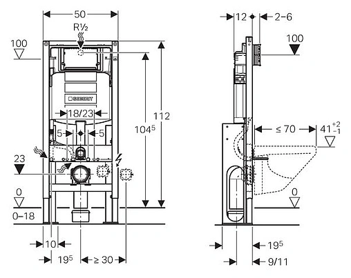 Инсталляция для подвесного унитаза отдельностоящая Geberit Duofix Sigma 12 111.380.00.5 Инсталляция для подвесного унитаза отдельностоящая Geberit Duofix Sigma 12 111.380.00.5