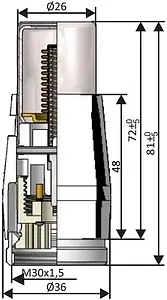 Головка термостатическая M30x1.5 Schlosser Mini Technoline 601100026 Головка термостатическая M30x1.5 Schlosser Mini Technoline 601100026, 2