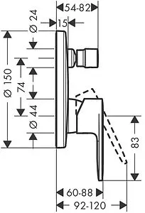 Смеситель для ванны скрытого монтажа Hansgrohe Vernis Blend чёрный матовый 71466670, 2