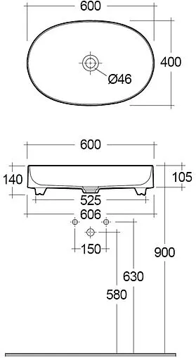 Раковина Kludi Resa O 60x40 белый 58CW2043