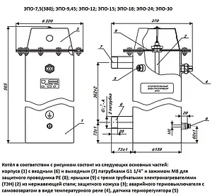 Котел электрический одноконтурный 7.5кВт Эван ЭПО 7.5 11030, 3