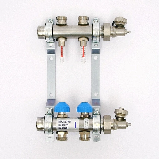 Группа коллекторная с расходомерами 2 отвода 1&quot;н/н x ¾&quot;ек Uni-fitt 455W4302