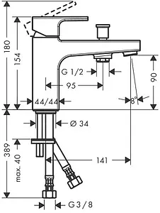 Смеситель на борт ванны на 1 отверстие Hansgrohe Vernis Shape Monotrou хром 71463000, 2