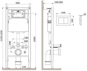 Инсталляция для подвесного унитаза Set 4 в 1 Am.Pm PrimeFit I012709.0238 с кнопкой черный матовый Инсталляция для подвесного унитаза Set 4 в 1 Am.Pm PrimeFit I012709.0238 с кнопкой черный матовый, 2