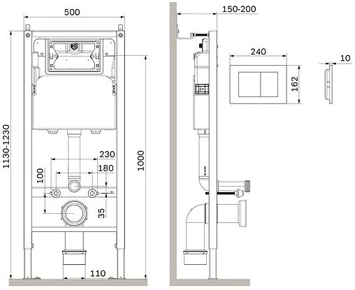 Инсталляция для подвесного унитаза Set 4 в 1 Am.Pm PrimeFit I012709.0238 с кнопкой черный матовый Инсталляция для подвесного унитаза Set 4 в 1 Am.Pm PrimeFit I012709.0238 с кнопкой черный матовый