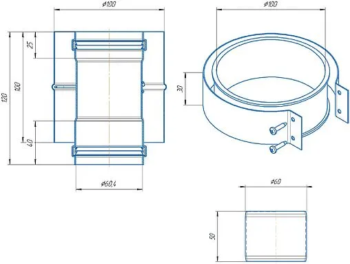 Адаптер стартовый коаксиальный Ø 60/100мм (алюм.) Krats VA-01B