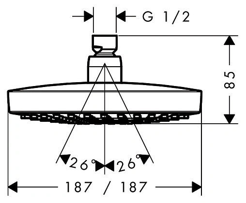 Лейка верхнего душа Hansgrohe Croma Select E 180 2jet хром/белый 26524400