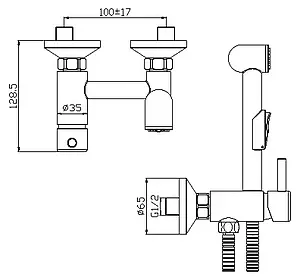 Гигиенический душ со смесителем Rossinka хром X25-52 Гигиенический душ со смесителем Rossinka хром X25-52, 2