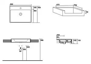 Раковина Kerasan Cento 50 белый 354601*1 Раковина Kerasan Cento 50 белый 354601*1, 2
