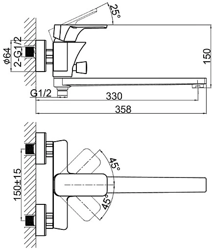 Смеситель для ванны с длинным изливом D&amp;K Berlin Humboldt зелёный/хром DA1433312