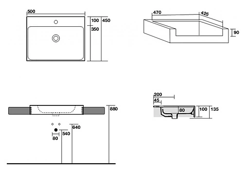 Раковина Kerasan Cento 50 белый 354601*1