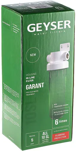 Корпус фильтра ¾"в x ¾"в Slim Line 10" Гейзер Гарант 50775 Корпус фильтра ¾"в x ¾"в Slim Line 10" Гейзер Гарант 50775