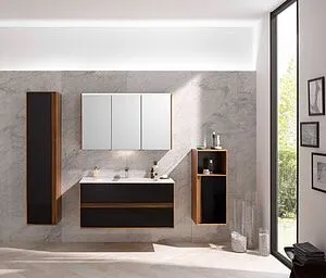 Шкаф-пенал подвесной VitrA Metropole 40 L черное акриловое стекло/сливовое дерево 58204 Шкаф-пенал подвесной VitrA Metropole 40 L черное акриловое стекло/сливовое дерево 58204, 3