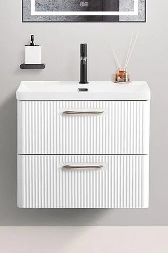 Тумба-умывальник подвесная BelBagno DUE 60 Bianco Lucido DUE-600-2C-SO-BL-P+BB-8076-3-60