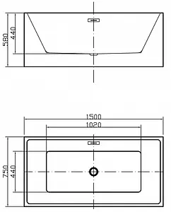 Ванна акриловая отдельностоящая Swedbe Vita 150x75 8823, 3