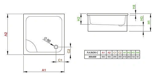 Поддон для душа Radaway Naxos C800 SNC8841-28