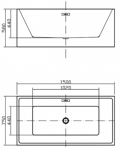 Ванна акриловая отдельностоящая Swedbe Vita 150x75 8823