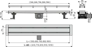 Лоток душевой Set 850мм h=96мм 0.83л/сек AlcaPlast APZ13-DOUBLE9-850 FIT AND GO Лоток душевой Set 850мм h=96мм 0.83л/сек AlcaPlast APZ13-DOUBLE9-850 FIT AND GO, 2