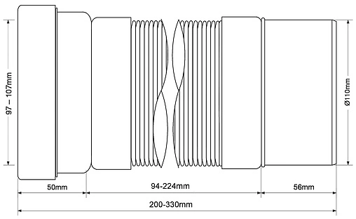 Гофра для унитаза Mc Alpine 200-330мм MRWC-F20P