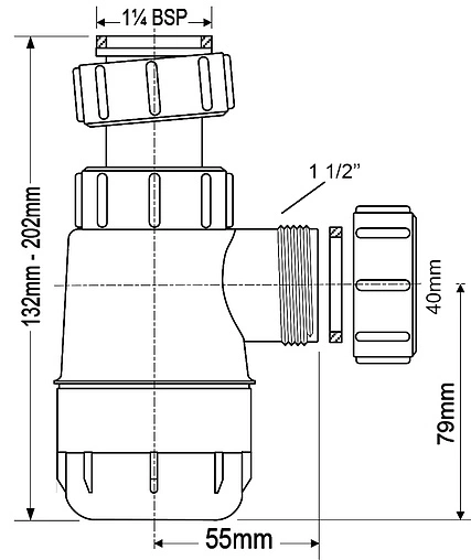 Сифон бутылочный для раковины Mc Alpine белый MRW240NW