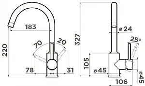 Смеситель для кухни Omoikiri Shinagawa-S-BN нержавеющая сталь 4994336, 2