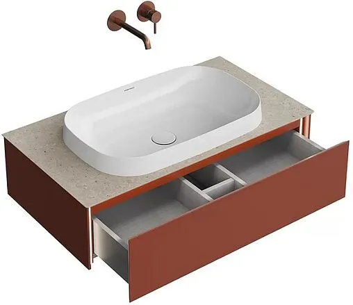 Тумба-умывальник подвесная Kerama Marazzi Magica 90 венецианский красный матовый MA.90.1\VR.M+MA.wbi.65+