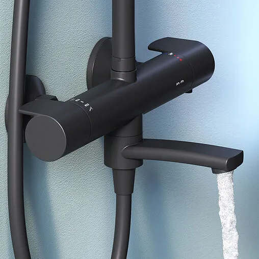 Душевая система с термостатом для ванны Am.Pm X-Joy чёрный матовый F0785A522 Душевая система с термостатом для ванны Am.Pm X-Joy чёрный матовый F0785A522