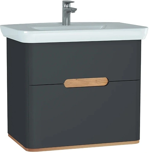 Тумба-умывальник VitrA Sento 80 антрацит/светлое дерево 60836