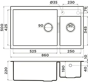 Мойка кухонная Omoikiri Tedori 86-2-LB-BE ваниль 4993933, 2