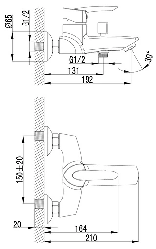 Смеситель для ванны Lemark Mars хром LM3502C