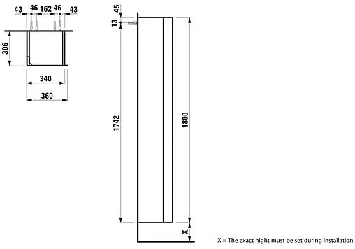 Шкаф-пенал подвесной Laufen INO 36 L тёмный орех 4.2545.1.030.171.1