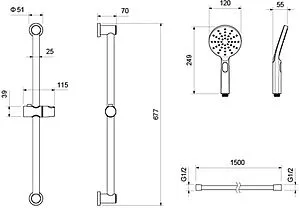 Душевая стойка Aquatek Оберон чёрный матовый AQ2016MB Душевая стойка Aquatek Оберон чёрный матовый AQ2016MB, 2
