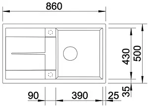 Мойка кухонная Blanco Metra 5 S 86 тёмная скала 518871 Мойка кухонная Blanco Metra 5 S 86 тёмная скала 518871, 2