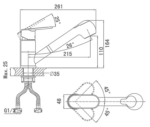 Смеситель для кухни с выдвижным изливом D&amp;K Speyer Rhein хром DA1312501