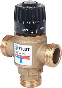Трехходовой термостатический смесительный клапан ¾&quot; +20...+43°С Kvs 1.6 Stout SVM-0120-164320, 1