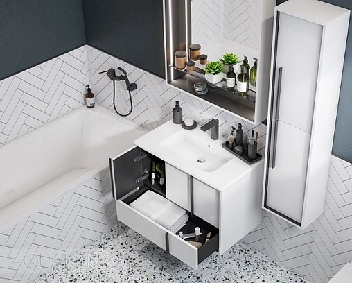 Тумба под умывальник подвесная Aquaton Ривьера 80 белый матовый 1A239001RVX20