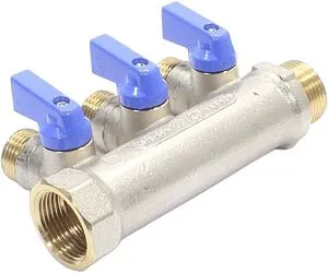 Коллектор запорный проходной 3 отвода синий ¾"в/н x ½"н General Fittings 620056N0504B3A Коллектор запорный проходной 3 отвода синий ¾"в/н x ½"н General Fittings 620056N0504B3A, 3