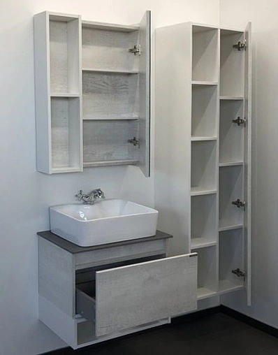 Тумба-умывальник подвесная Comforty Прага 60 дуб белый/антрацит 00-00003478CF