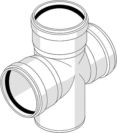 Крестовина одноплоскостная внутренняя бесшумная D=110x110x110мм Угол 87° Rehau Raupiano Plus 11215541001