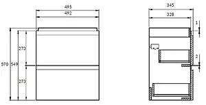 Тумба-умывальник подвесная Cersanit Moduo Slim 50 белый 64124+S-UM-MOD50SL/1, 2