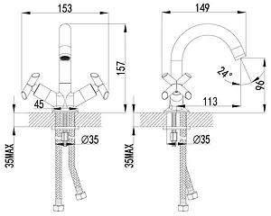 Смеситель для раковины Lemark Practic хром LM7507C, 2