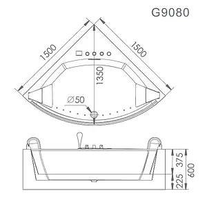 Ванна акриловая Gemy 150x150 G9080 O Ванна акриловая Gemy 150x150 G9080 O, 2
