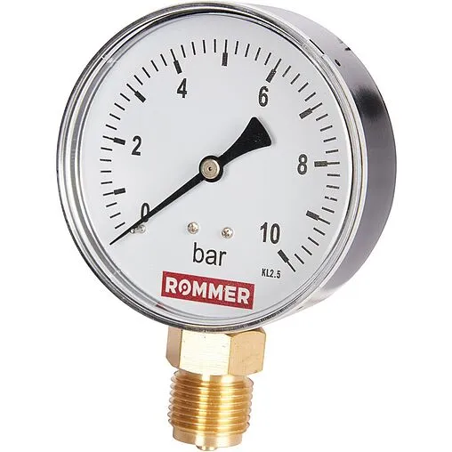 Манометр радиальный Rommer 80 мм 10 бар ½&quot; RIM-0010-801015