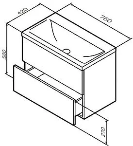 Тумба под умывальник подвесная Am.Pm Gem 75 графит матовый M90FHX07522GM, 2