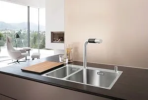 Смеситель для кухни Blanco Saga хром/чёрный 519446, 4